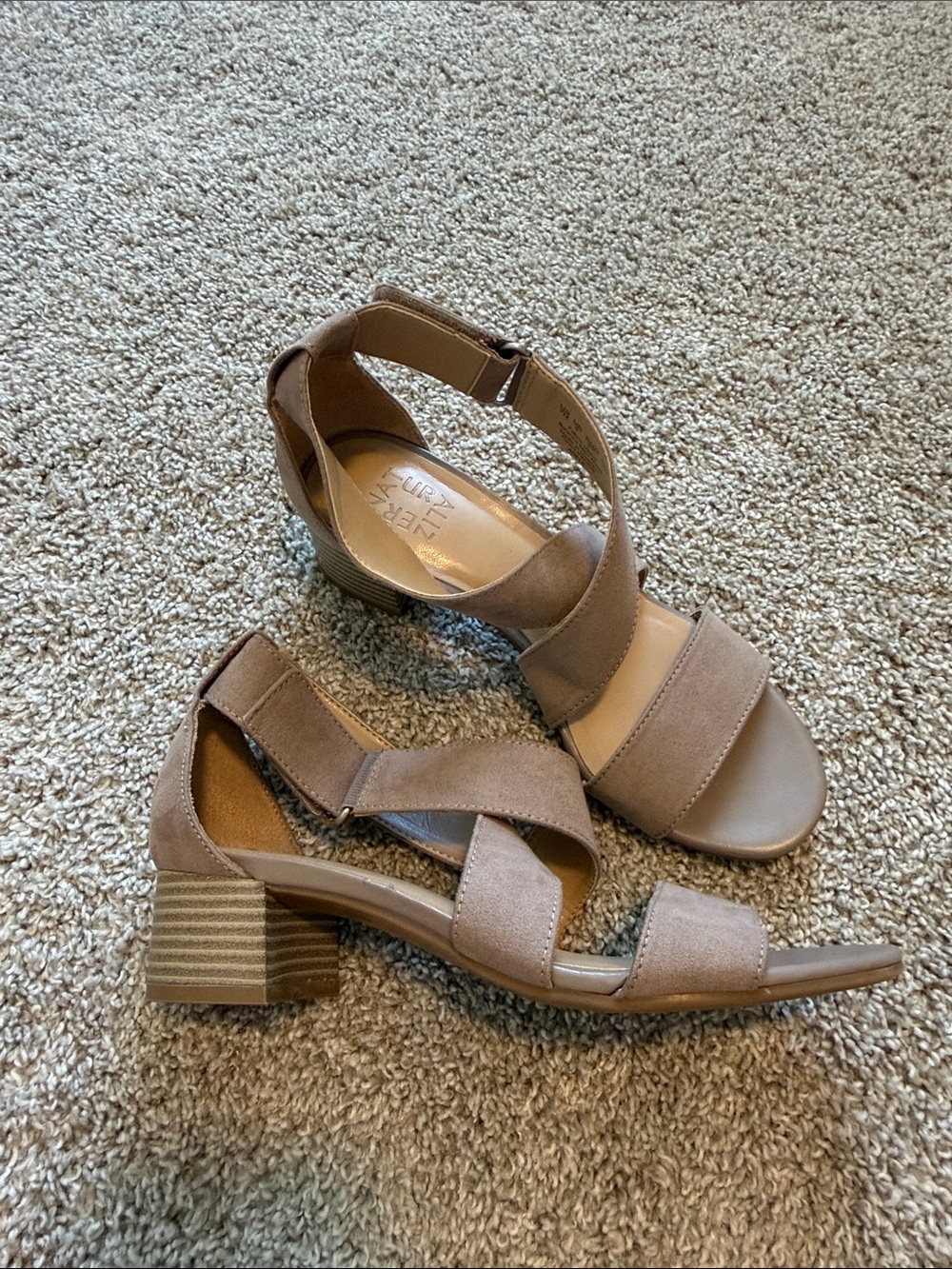 Naturalizer Brown Suede Crisscross Ankle Strap Heels